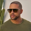 image:imageWearMe Pro Polarized Modern Aviator OneBridge Square Mens SunglassesJade Green  Grey Brown Gradient Lens
