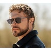 image:imageWearMe Pro Polarized Modern Aviator OneBridge Square Mens SunglassesMoon Rock Grey  Black Lens
