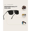 image:imageWearMe Pro Premium Polarized Double Bar Sunglasses for Men and Women UVA and UVBBlack Frame  Black Lens