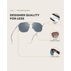 image:imageWearMe Pro Premium Quality Aviator Sunglasses for Men  Lightweight Durable Design with UV ProtectionSilver Frame  Slate Blue Lens
