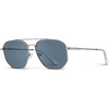 image:imageWearMe Pro Premium Quality Aviator Sunglasses for Men  Lightweight Durable Design with UV ProtectionSilver Frame  Slate Blue Lens