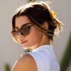 image:imageWearMe Pro Round Polarized Sunglasses for Women  UV400 Protection Lightweight Frame Vintage Retro StyleBeige Tortoise Frame  Brown Gradient Lens