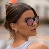 image:imageWearMe Pro Round Polarized Sunglasses for Women  UV400 Protection Lightweight Frame Vintage Retro StyleBlack FrameMirror Pink Lens