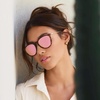 image:imageWearMe Pro Round Polarized Sunglasses for Women  UV400 Protection Lightweight Frame Vintage Retro StyleTortoise Frame  Mirror Pink Lens