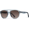 image:imageWearMe Pro Rounded Retro Aviator Sunglasses for Men and Women  Polarized Lenses Double Bridge DesignDenim Blue Frame  Brown Gradient Lens