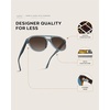 image:imageWearMe Pro Rounded Retro Aviator Sunglasses for Men and Women  Polarized Lenses Double Bridge DesignDenim Blue Frame  Brown Gradient Lens