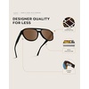 image:imageWearMe Pro Rounded Retro Aviator Sunglasses for Men and Women  Polarized Lenses Double Bridge DesignGlossy Black Frame  Brown Lens