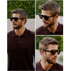 image:imageWearMe Pro Rounded Retro Aviator Sunglasses for Men and Women  Polarized Lenses Double Bridge DesignGlossy Black Frame  Brown Lens