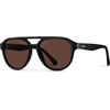 image:imageWearMe Pro Rounded Retro Aviator Sunglasses for Men and Women  Polarized Lenses Double Bridge DesignGlossy Black Frame  Brown Lens