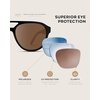 image:imageWearMe Pro Rounded Retro Aviator Sunglasses for Men and Women  Polarized Lenses Double Bridge DesignGlossy Black Frame  Brown Lens