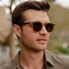 image:imageWearMe Pro WMP Eyewear  Classic Round Polarized Sunglasses for Men  Retro Design with UV ProtectionCrystal Brown Marble  Brown Lens