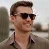 image:imageWearMe Pro WMP Eyewear  Classic Round Polarized Sunglasses for Men  Retro Design with UV ProtectionCrystal Sage  Brown Lens