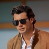 image:imageWearMe Pro WMP Eyewear  Mens Classic Round Polarized Sunglasses Premium Slim Acetate Frame with Dashed Rivet DetailsBlack  Triple Black Lens