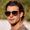 image:imageWearMe Pro WMP Eyewear  Mens Classic Round Polarized Sunglasses Premium Slim Acetate Frame with Dashed Rivet DetailsBurnt Cedar Brown  Oak Brown Gradient Lens