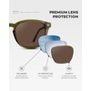 image:imageWearMe Pro WMP Eyewear  Mens Classic Round Polarized Sunglasses Premium Slim Acetate Frame with Dashed Rivet DetailsDark Moss Green  Brown Lens