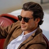 image:imageWearMe Pro WMP Eyewear  Mens Classic Round Polarized Sunglasses Premium Slim Acetate Frame with Dashed Rivet DetailsHavana Tortoise  Smoke Green Lens