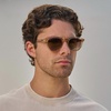 image:imageWearMe Pro WMP Eyewear  Mens Classic Round Polarized Sunglasses Premium Slim Acetate Frame with Dashed Rivet DetailsSand Brown  Brown Gold Gradient Lens