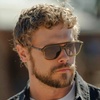 image:imageWearMe Pro WMP Eyewear  Mens Polarized Aviator Sunglasses Double Bridge Modern Acetate FrameCrystal Verde  Brown Gradient Lens
