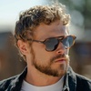 image:imageWearMe Pro WMP Eyewear  Mens Polarized Aviator Sunglasses Double Bridge Modern Acetate FrameWhiskey Brown Tortoise  Blue Gradient Lens