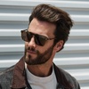 image:imageWearMe Pro WMP Eyewear  Mens Polarized Bold Geometric Flat Top Key Hole Design Acetate Frame SunglassesCrystal Verde Frame  Brown Lens