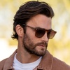 image:imageWearMe Pro WMP Eyewear  Mens Polarized Bold Geometric Flat Top Key Hole Design Acetate Frame SunglassesFrosted Brown Frame  Brown Gradient Lens