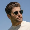 image:imageWearMe Pro WMP Eyewear  Mens Polarized Modern Rounded Square SunglassesClear  Smoke Green Lens
