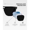 image:imageWearMe Pro WMP Eyewear  Mens Polarized Rectangular Double Bridge Sunglasses FlatTop Frame Modern Minimalist StyleBlack  Triple Black Lens