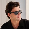 image:imageWearMe Pro WMP Eyewear  Mens Polarized Rectangular Double Bridge Sunglasses FlatTop Frame Modern Minimalist StyleBlack  Triple Black Lens