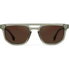 image:imageWearMe Pro WMP Eyewear  Mens Polarized Rectangular Double Bridge Sunglasses FlatTop Frame Modern Minimalist StylePalm Green  Dark Brown Lens