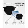image:imageWearMe Pro WMP Eyewear  Mens Polarized Round Sunglasses Classic Design Keyhole Bridge Metal Rivets VintageInspiredBlack  Triple Black Lens