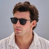 image:imageWearMe Pro WMP Eyewear  Mens Polarized Round Sunglasses Classic Design Keyhole Bridge Metal Rivets VintageInspiredBlack  Triple Black Lens