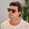image:imageWearMe Pro WMP Eyewear  Mens Polarized Round Sunglasses RetroInspired Design with Acetate amp Metal FrameBlack  Triple Black Lens