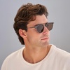 image:imageWearMe Pro WMP Eyewear  Mens Polarized Round Sunglasses RetroInspired Design with Acetate amp Metal FrameStone Blue  Dark Brown Lens
