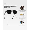 image:imageWearMe Pro WMP Eyewear  Mens Polarized Round Sunglasses Slim Acetate Frame Metal Rivets Keyhole Bridge Retro StyleBlack  Triple Black Lens