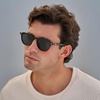 image:imageWearMe Pro WMP Eyewear  Mens Polarized Round Sunglasses Slim Acetate Frame Metal Rivets Keyhole Bridge Retro StyleBlack  Triple Black Lens