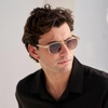image:imageWearMe Pro WMP Eyewear  Mens Polarized Round Sunglasses Slim Acetate Frame Metal Rivets Keyhole Bridge Retro StyleSand Brown  Brown Gradient Lens