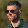 image:imageWearMe Pro WMP Eyewear  Mens Round Performance Golf Sunglasses Polarized AntiReflective Lenses and NonSlip Nose PadsDenim Blue  Brown Lens