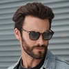 image:imageWearMe Pro WMP Eyewear  Modern Mens Square Aviator Sunglasses  Double Metal Bridge with Polarized LensAmber Tortoise Frame  Blue Gradient Lens