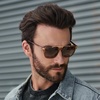 image:imageWearMe Pro WMP Eyewear  Modern Mens Square Aviator Sunglasses  Double Metal Bridge with Polarized LensCrystal Brown Frame  Brown Gradient Lens