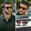 image:imageWearMe Pro WMP Eyewear  Modern Mens Square Aviator Sunglasses  Double Metal Bridge with Polarized LensCrystal Brown Frame  Brown Gradient Lens
