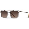 image:imageWearMe Pro WMP Eyewear  Modern Mens Square Aviator Sunglasses  Double Metal Bridge with Polarized LensCrystal Ice Grey Frame  Brown Gradient Lens