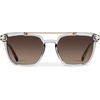 image:imageWearMe Pro WMP Eyewear  Modern Mens Square Aviator Sunglasses  Double Metal Bridge with Polarized LensCrystal Ice Grey Frame  Brown Gradient Lens