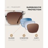 image:imageWearMe Pro WMP Eyewear  Modern Mens Square Aviator Sunglasses  Double Metal Bridge with Polarized LensCrystal Ice Grey Frame  Brown Gradient Lens