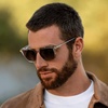 image:imageWearMe Pro WMP Eyewear  Modern Mens Square Aviator Sunglasses  Double Metal Bridge with Polarized LensCrystal Ice Grey Frame  Brown Gradient Lens