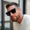 image:imageWearMe Pro WMP Eyewear  Modern Square Sunglasses for Men Lightweight Acetate Polarized Lenses 100 UVAUVB ProtectionBlack  Triple Black Lens