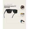 image:imageWearMe Pro WMP Eyewear  Modern Square Sunglasses for Men Lightweight Acetate Polarized Lenses 100 UVAUVB ProtectionBlack  Triple Black Lens