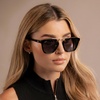 image:imageWearMe Pro WMP Eyewear  Womens Oversized Polarized Sunglasses Square Vintage Style with Metal DoubleBar BridgeBlack  Black Lens