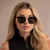 image:imageWearMe Pro WMP Eyewear  Womens Oversized Polarized Sunglasses Square Vintage Style with Metal DoubleBar BridgeBlack  Black Lens