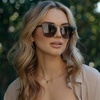 image:imageWearMe Pro WMP Eyewear  Womens Oversized Polarized Sunglasses Square Vintage Style with Metal DoubleBar BridgeDesert SageGradient Brown Lens
