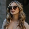 image:imageWearMe Pro WMP Eyewear  Womens Oversized Polarized Sunglasses Square Vintage Style with Metal DoubleBar BridgeDesert SageGradient Brown Lens
